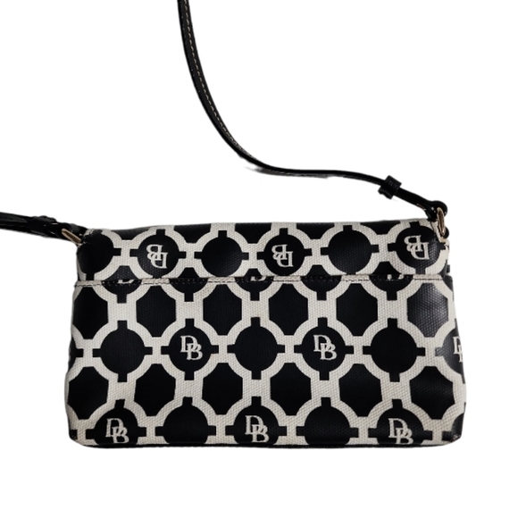Dooney & Bourke Black White Canvas Crossbody Shoulder Bag Small - Picture 5 of 10